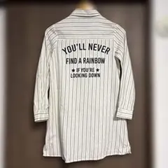 ストライプ　長袖ロング丈シャツブラウス