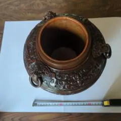 【かわいいウサギ】鍋島焼 幾平作 盛上彩釉柿絵彫 浮彫 双耳花瓶 花器 かわいいウサギ様専用】鍋島焼 幾平作 盛上彩釉柿絵彫 浮彫 双耳花瓶