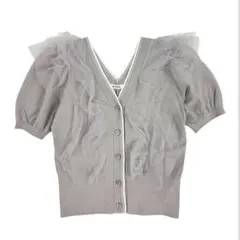 SNIDEL フリル付きVネックセーター グレー 半袖