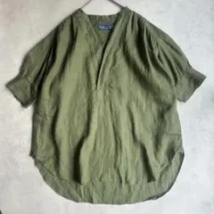 現行QRタグ ポロバイラルフローレン Band-Collar Linen Top