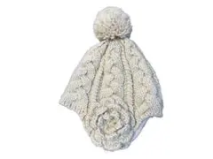 子供用　ケーブル編み ニット帽子 52〜54cm アイボリー