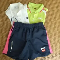 TSP公式 卓球ユニフォーム 試合用 Sサイズ 上下セットアップ 白ポロシャツ