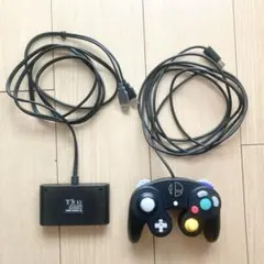 ゲームキューブ コントローラー スマブラブラック　接続タップセット　動作確認済