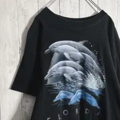 【入手困難】90s USA古着 イルカ アニマル 動物 黒 Tシャツ #2680