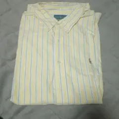 古着　Ralph Lauren 長袖シャツ ストライプ イエロー　ラルフローレン