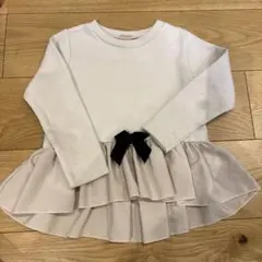 petit main⭐︎ 長袖カットソー フリル リボン付き ホワイト