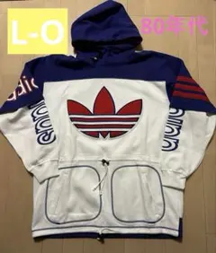 希少！レトロ！ヴィンテージ！80s！アディダス！デサント製！ビッグロゴ！パーカー