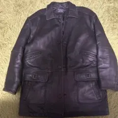 90s レザーカーコート ハーフコート ブラック L キルティング 羊革