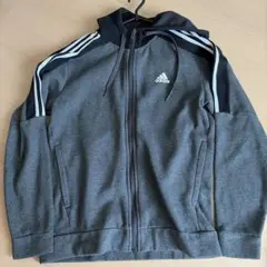 adidas パーカー フルジップ グレー ブラック
