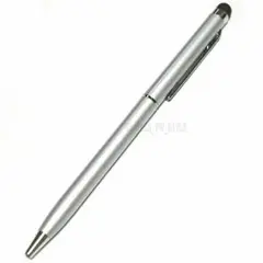 送料無料! タッチペン ボールペン 2WAY 静電式 万年筆型 銀 シルバー