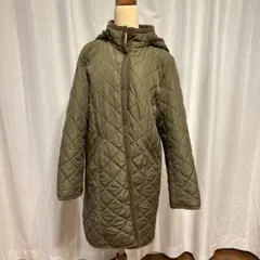 オリーブグリーン キルティングジャケット フード付きM