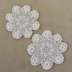 レース編みコースター2枚セット