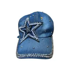ラインストーン　スター　デニム　キャップ　Y2K 平成　海外ガール　パール