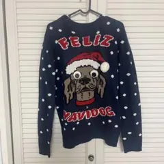 H&M 犬の顔 サンタ帽子 セーター S