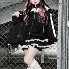 satoi フリルハイネックパーカー　ブラック UNISEX ケミカルハイネックパーカー – BUNNY APARTMENT
