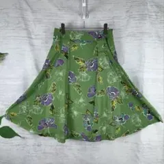 ケイコスズキコレクション 花柄フレアスカート 42 XL グリーン 希少サイズのサムネイル