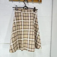 美品 RopePicnic ベージュ チェック フレアスカート 小さいサイズ