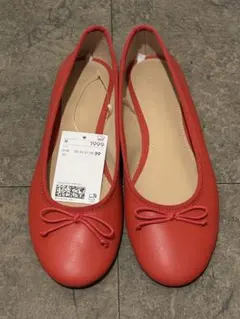 【新品】リボン付きレッドフラットシューズ 39