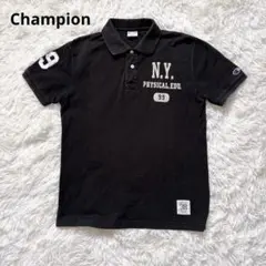 Champion チャンピオン ブラック ポロシャツ ロゴT サイズM