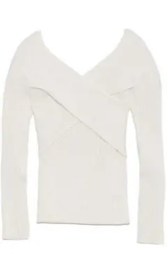 オフショルディテールニットプルオーバー