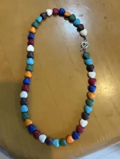 ハート型ビーズ ネックレス マルチカラー
