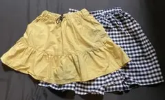 グローバルワーク　ブリーズ　イエロー・チェック柄 フリルスカート 120