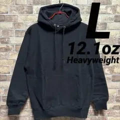 リバースウィーブ　12.1oz ヘビーウェイトパーカー　L　無地　ブラック