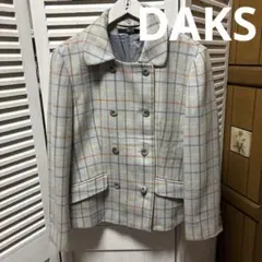 DAKS グレー系チェック ダブルブレストジャケット