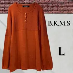 【B.K.M.S】薄手ニット 濃オレンジ色 ビタミンカラー Lサイズ 可愛い
