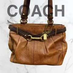 COACH　コーチ　トートバッグ　ブラウン　レザー　ホースビット ゴールド金具