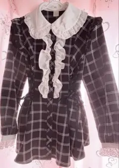 LIZLISA リズリサ コルセットライクカットブラウス ブラックチェック