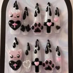 【現品】ネイルチップ 地雷 量産 平成女児 ねこ