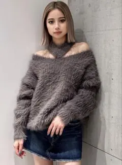 GYDA 2WAYシャギーチョーカーニットトップス