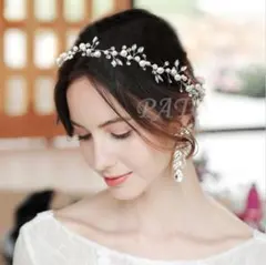 パールリーフ ヘッドドレス＜ゴールド＞☆ ビジュー ヘアアクセサリー 髪飾り