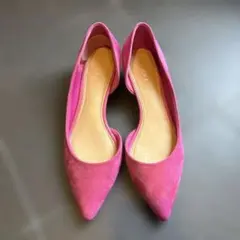 RANDA★ランダ 23.0cm ピンク スエード風パンプス ローヒール