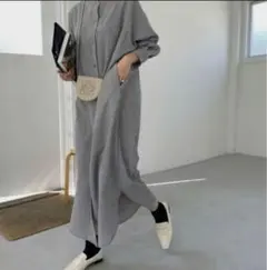 ストライプワンピ pinstripe stand collar shirt