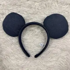 ディズニー　カチューシャ　デニム風　ミッキー　カチューシャ　デニム　ブルー
