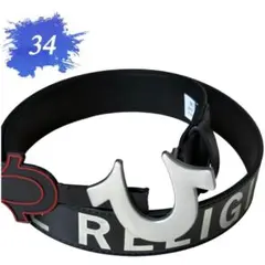 TRUE RELIGION ベルト メンズ　レザー ブラック　34 ホースシュー