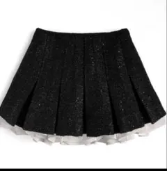 GRL インパン裏地付きフリルツイードプリーツミニスカート[gm838]