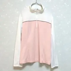 【エレッセ】 ハーフジップ スポーツウェア 長袖 L ピンク×ホワイトのサムネイル