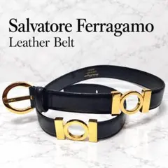 フェラガモ Salvatore Ferragamo レザーベルト 黒 ガンチーニ
