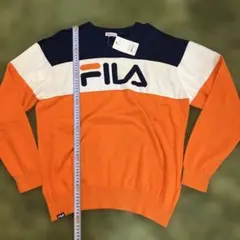 新品LLサイズ　フィラゴルフメンズビックロゴトリコカラークルーネックセーター