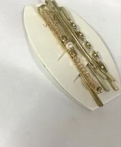 ゴールド ヘアピン セット　ビーズ　ヘアアクセサリー　ヘアアレンジ　新品