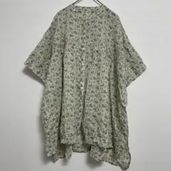 【超美品】ルピリアン 半袖 ブラウス 薄手 総柄 花柄 ノーカラー コットンのサムネイル