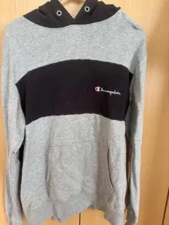 Champion フード付きパーカー グレー/ブラック