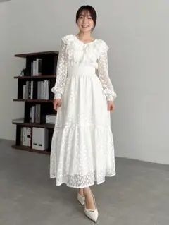 dazzlin バックリボンレースフリルワンピース ダズリン 白 ホワイト