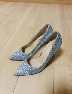 シルバー グリッター ハイヒール　ブライダルシューズ　24cm