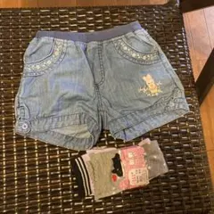 デニムハーフパンツと靴下2足セット