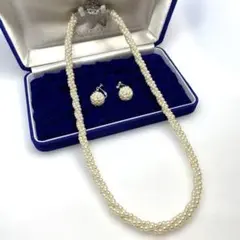 パーティ　オケージョン　パール ネックレス&silver刻印ありイヤリングセット