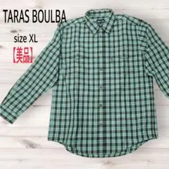 【極美品】TARAS BOULBA グリーン系チェック 長袖シャツ XLのサムネイル